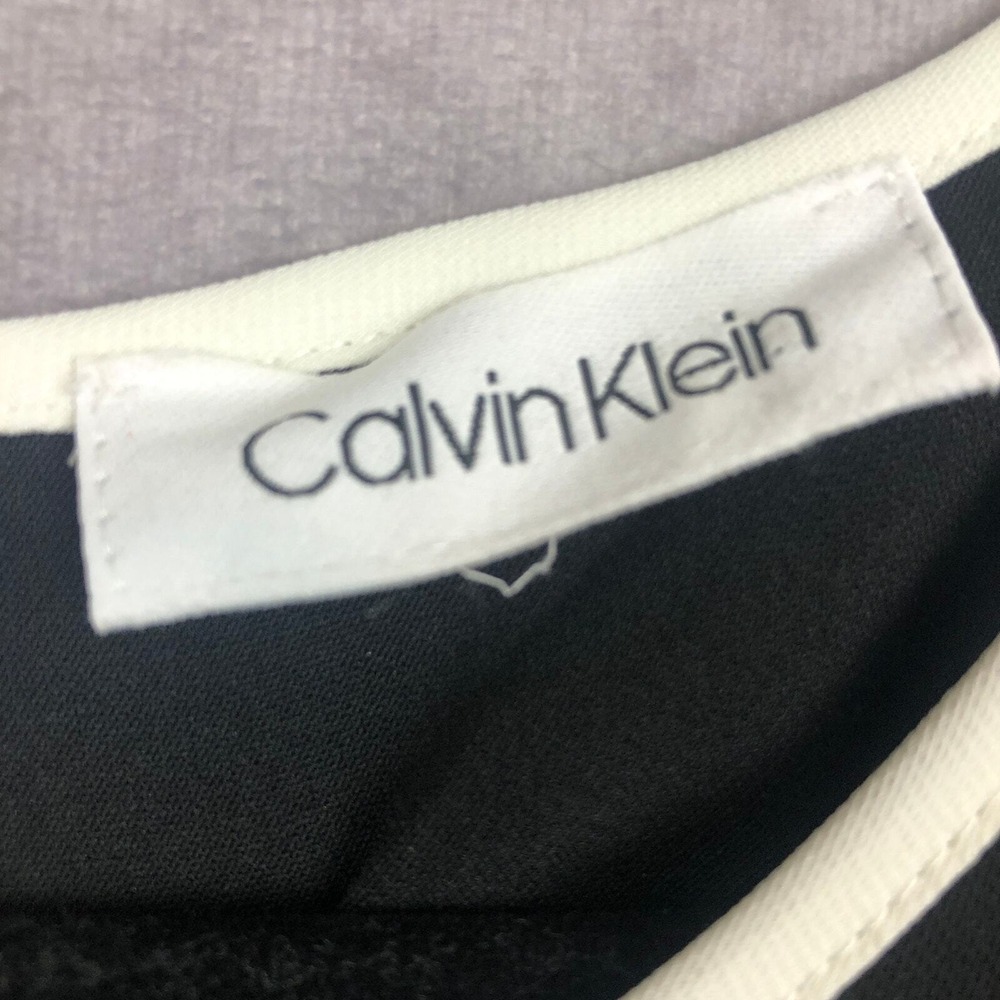 Calvin‎ Klein Womens Top Sleeveless Black W/White Trim Career Office Size Medium - Picture 2 of 9